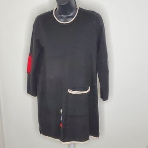 Black Sweater - with red, blue, white details